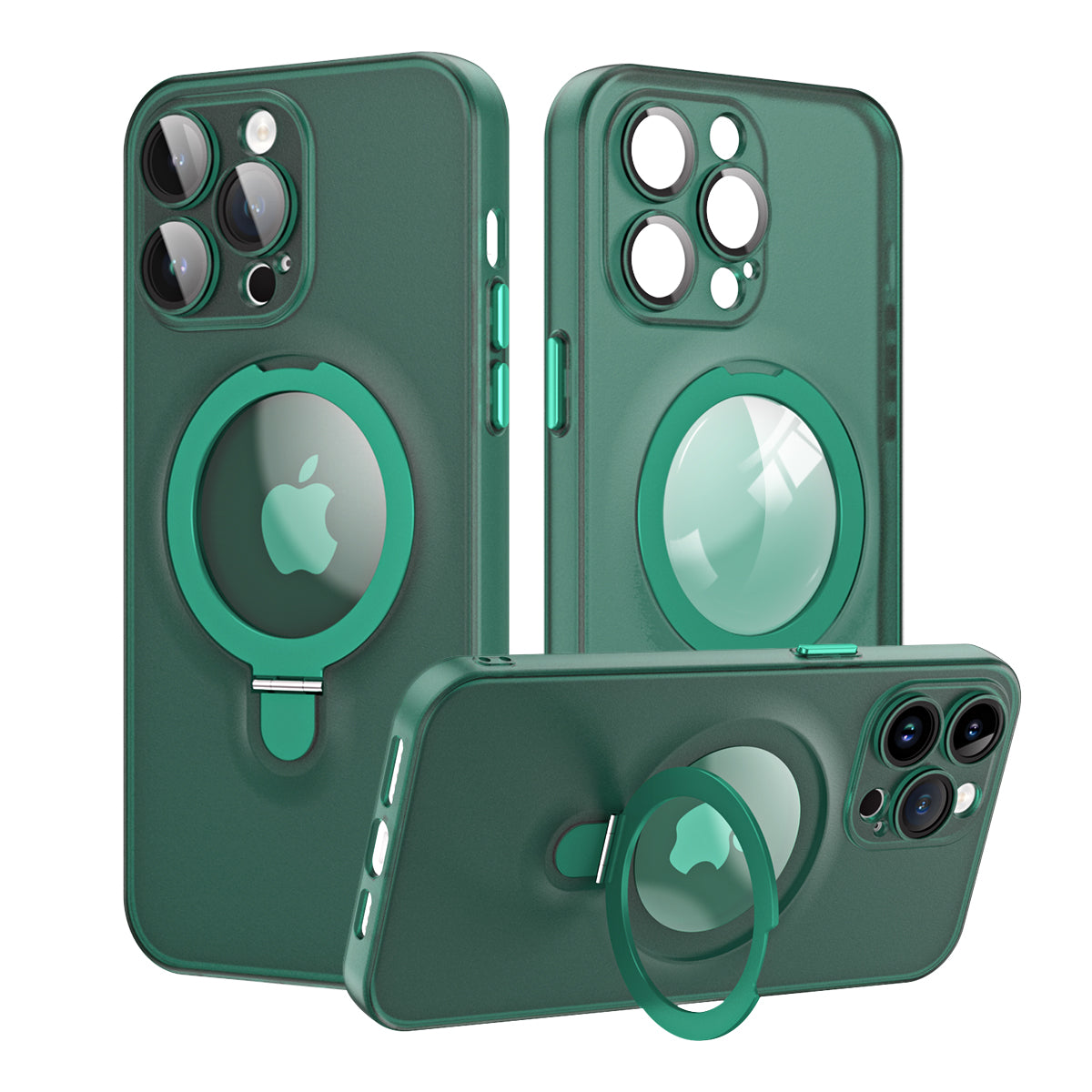For iPhone 14 Pro Magnetic Phone Case Kickstand PC+TPU Matte Cover with Glass Lens Protector For iPhone 14 Pro Magnetic Phone Case Kickstand PC+TPU Matte Cover with Glass Lens Protector